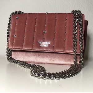 Victorias Secret Pink Velvet Purse | with chain straps